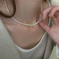 Korean New Style Elegant Moonstone Choker Natural Baroque Pearl Necklace Wholesales Bincho French Women Jewelry