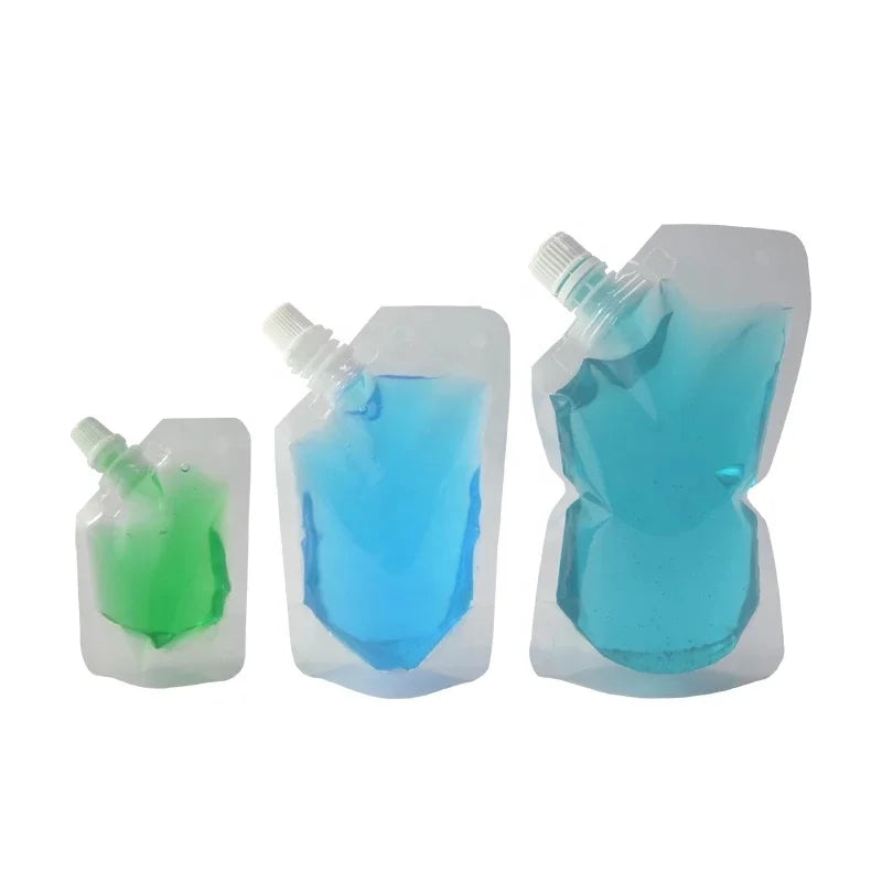Transparent Clear Plastic Bags Custom Printing Stand up Liquid Packaging Spout Pouch for Drink