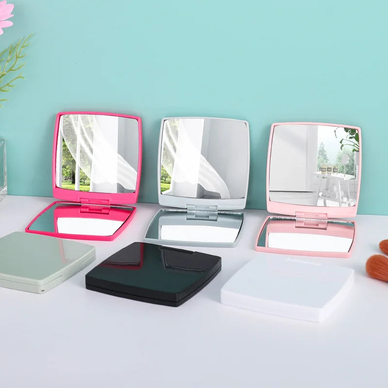 New Product Folding Mirror Simple Square Flip Tools Plastic Makeup Tools Can Print Logo Mini Mirror Wholesale Portable Mirror