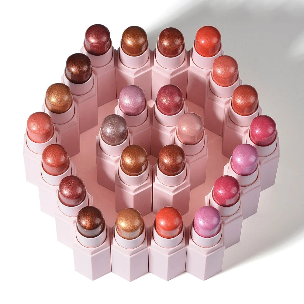 9g Waterproof Cream Blush Stick with Shimmer & Smooth Glow Finish for 3D Contouring and Highlighting - Customize Your Logo