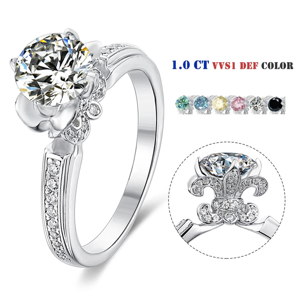 Abiding Jewelry Factory Custom Engagement Jewelry Wholesale GRA Luxurious 6.5mm 1CT Moissanite Rings