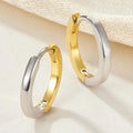 Ins Fashion 925 Silver Two-tone Simple Round Hoop Earrings Jewelry 18K Gold Plated Sterling Silver  Hoop Earrings for Women