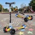 Foldable Kids 3 Wheel Scooter Adjustable Height Children Kick Scooter PU Wheels Colorful Pattern for Boys Girls