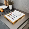 New Large Nesting Collapsible Diatomite Stone Dish Quick Drying Mat and Bamboo Rack with Feet Stylish for Kitchen Counter