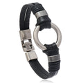 Hot Selling Simple Multi-layer Woven Men's Cowhide Bracelet Retro Handmade Metal Clasp Leather Bracelet Men