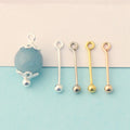 Solid 925 Sterling Silver Beaded Headpin Gold Eye Head Pins Screw Empty Pendant Holder for Jewelry Making