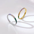 New Simple Design High Quality Titanium Stainless Steel CZ Zircon Ring for Women E-645