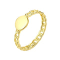 CZCITY 925 Silver Women 14K Gold Color Women Cuban Rings Cuban Chain Link Round Face Ring