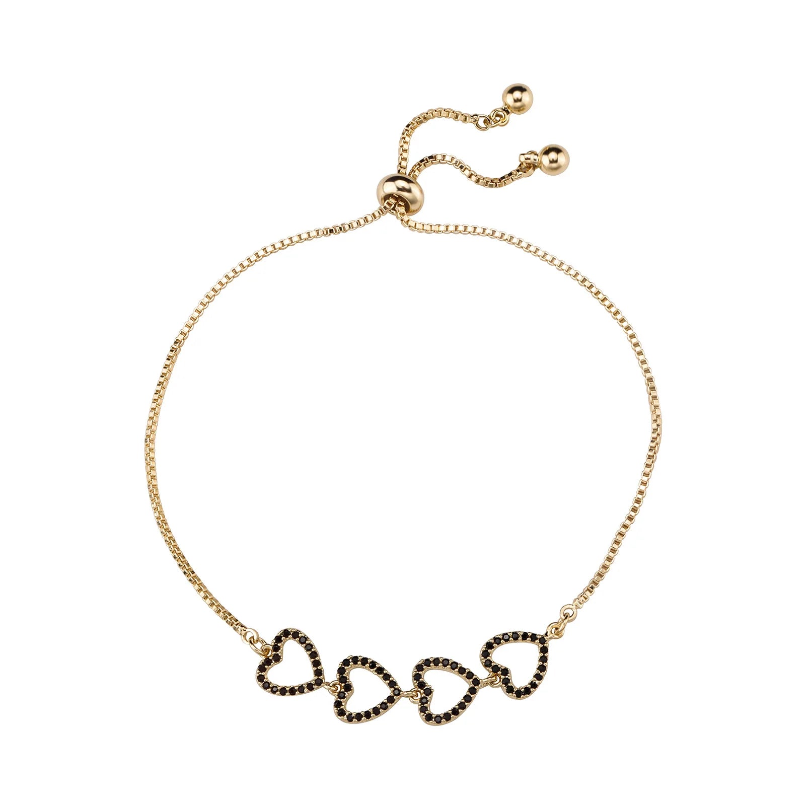 Simple Style Mix and Match Series Bracelet Fashion Heart 14K Gold Plated 5A Zircon Jewelry Hot Selling Hip Hop Chain