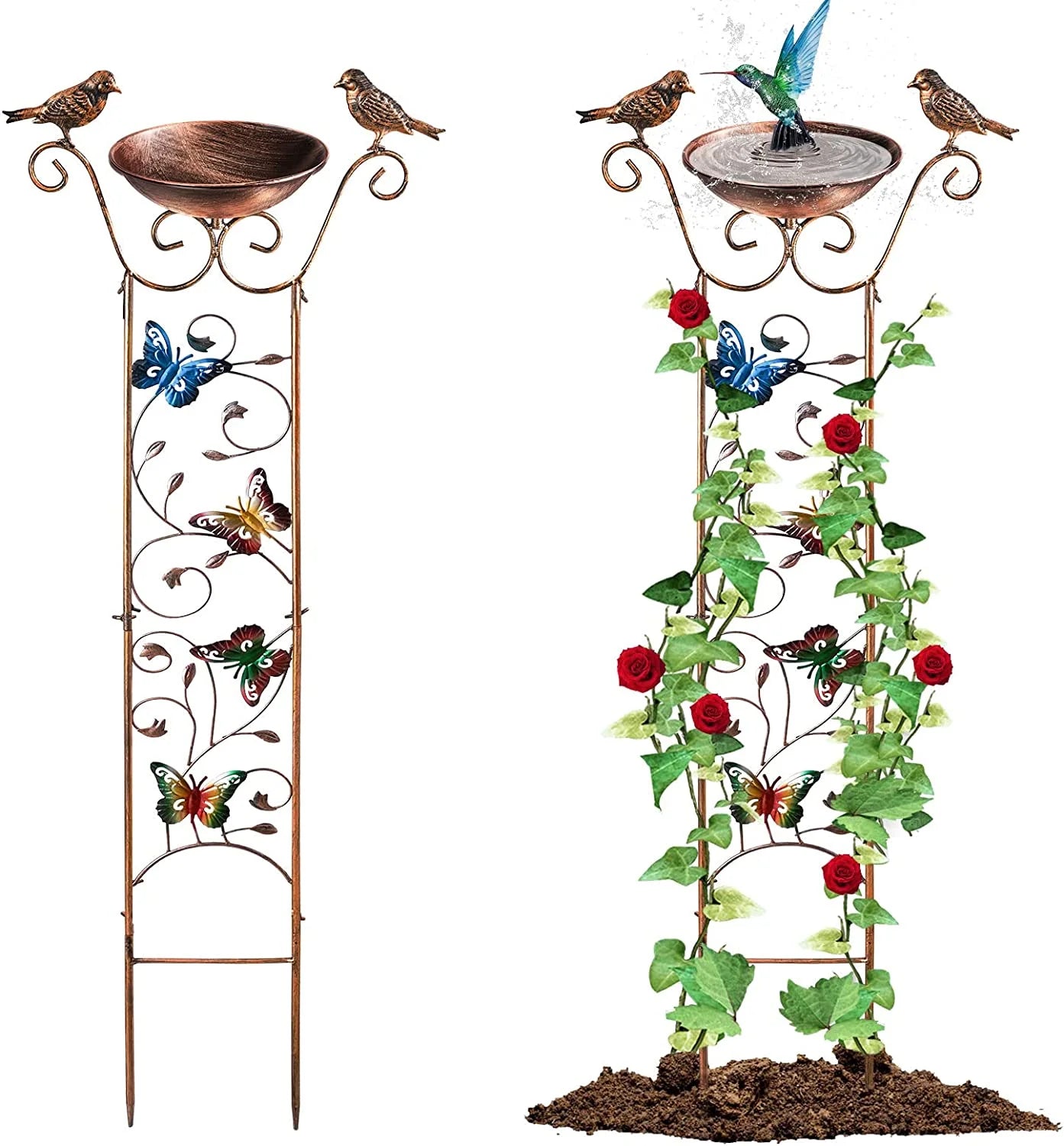 New Bird Bath Hanging Basket Arch Trellis Aluminum Alloy Butterfly Plant Stand Climbing Plants Garden Decoration