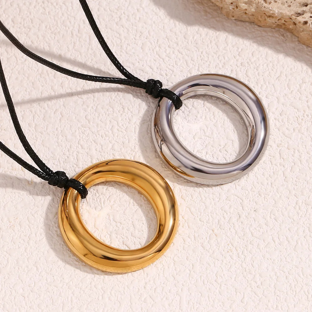 New Arrival 316L Stainless Steel Circle O-Shape Necklace Pendant for Men Women Fashion 18K Gold Plated Jewelry Wholesale