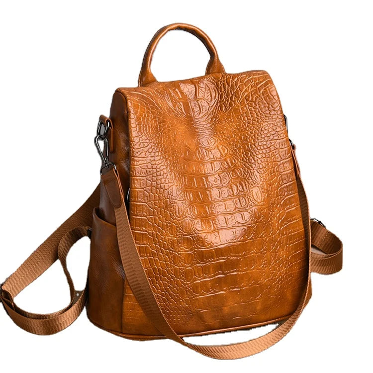2024 Oem Luxury Brown Colour extra Large Leather Backpack for Women