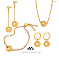 Fashion Steel Bead Pendant Box Chain Stainless Steel 18K Gold Plated Jewelry Set