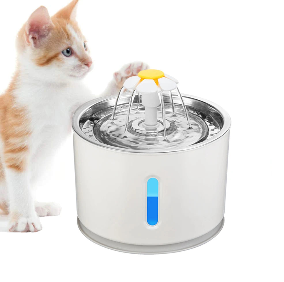 OEM Brand 2.5L Automatic Stainless Steel Pet Drinking Fountain 360 New Design Pet Dog Cat Water Dispenser Charging Power Source