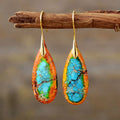 18K Gold Plated Natural Stone Waterdrop Earrings Boho-Chic Bold Woman Jewelry for Wedding or Gift