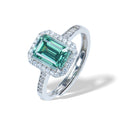 925 Sterling Silver Fashion Jewelry Vivid Green 2ct Emerald Cut Moissanite Diamond Adjustable Size Engagement Ring for Lady