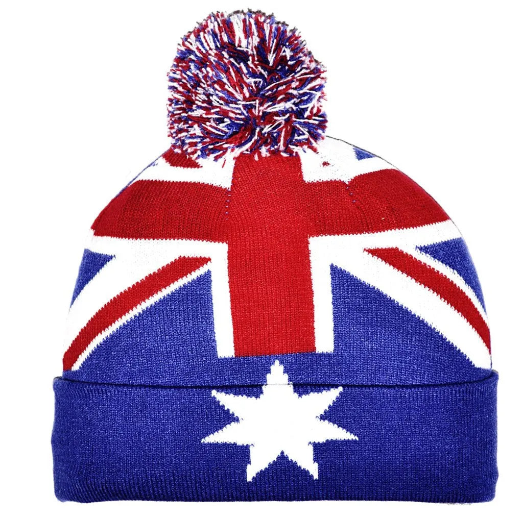 Custom logo Jacquard Pattern Knitted Cute Soft Warm Knit Ski Hats Flag Beanie Hat for Men and Women