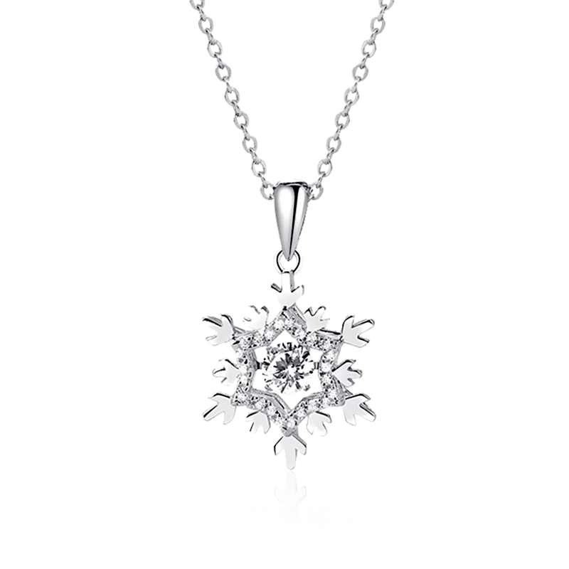 Abiding 5mm Snowflake Stone Moissanite Diamond Pendant 925 Sterling Silver Jewelry Christmas Necklace for Ladies