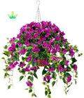 Artificial Bougainvillea Silk Vine Flowers Hanging Basket Eco-friendly Plastic Outdoor/Indoor Plant Basket Christmas New Year