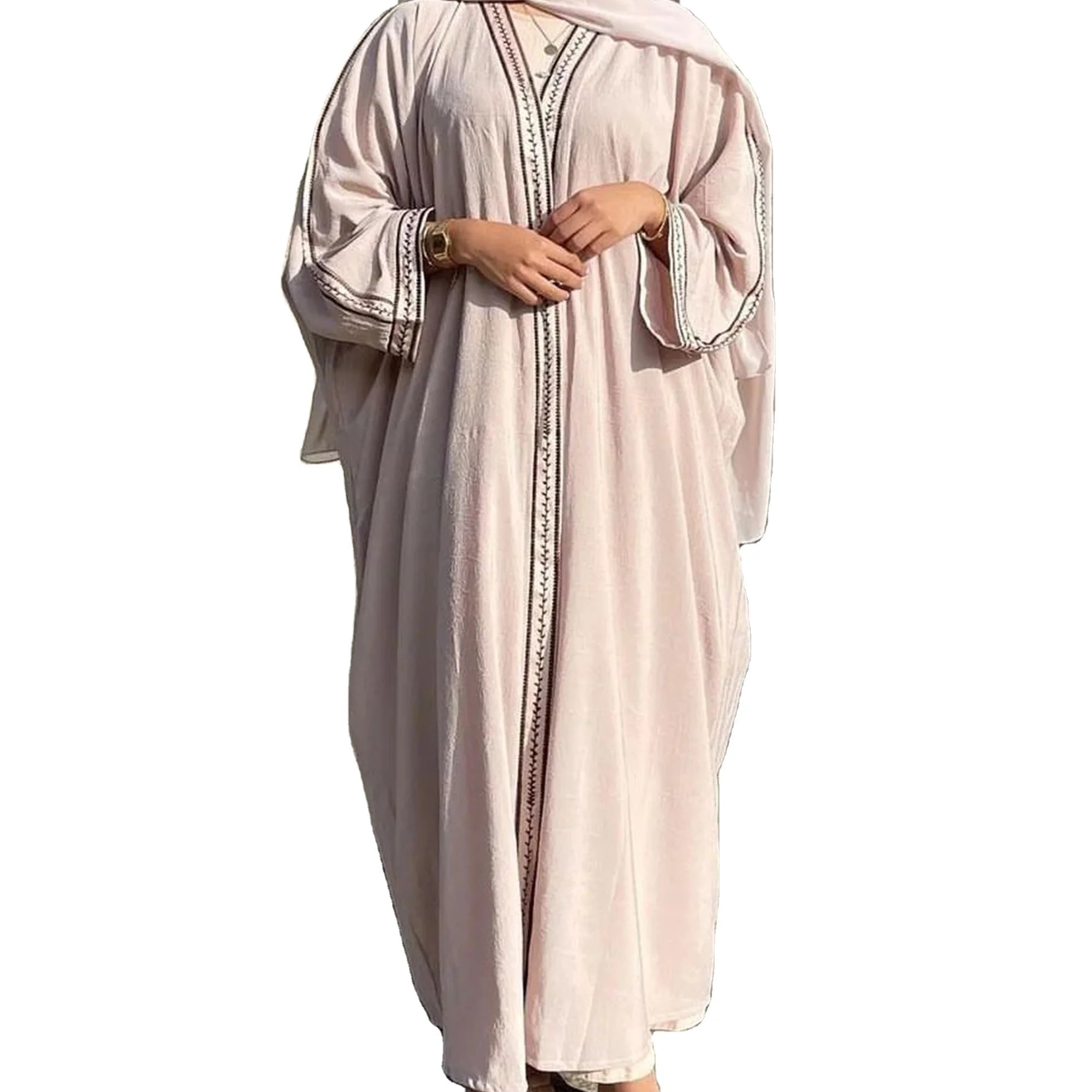 2023 New Eid Embroidered Dubai Abaya Dress Ramadan Women Robe Front Open Kimino Cardigan Turkey Kaftan Islamic Clothing