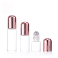 Stock 1ml 2ml 3ml 5ml Clear Perfume Glass Vial Cosmetic Glass Roller Bottle With Rose Gold Aluminum Cap