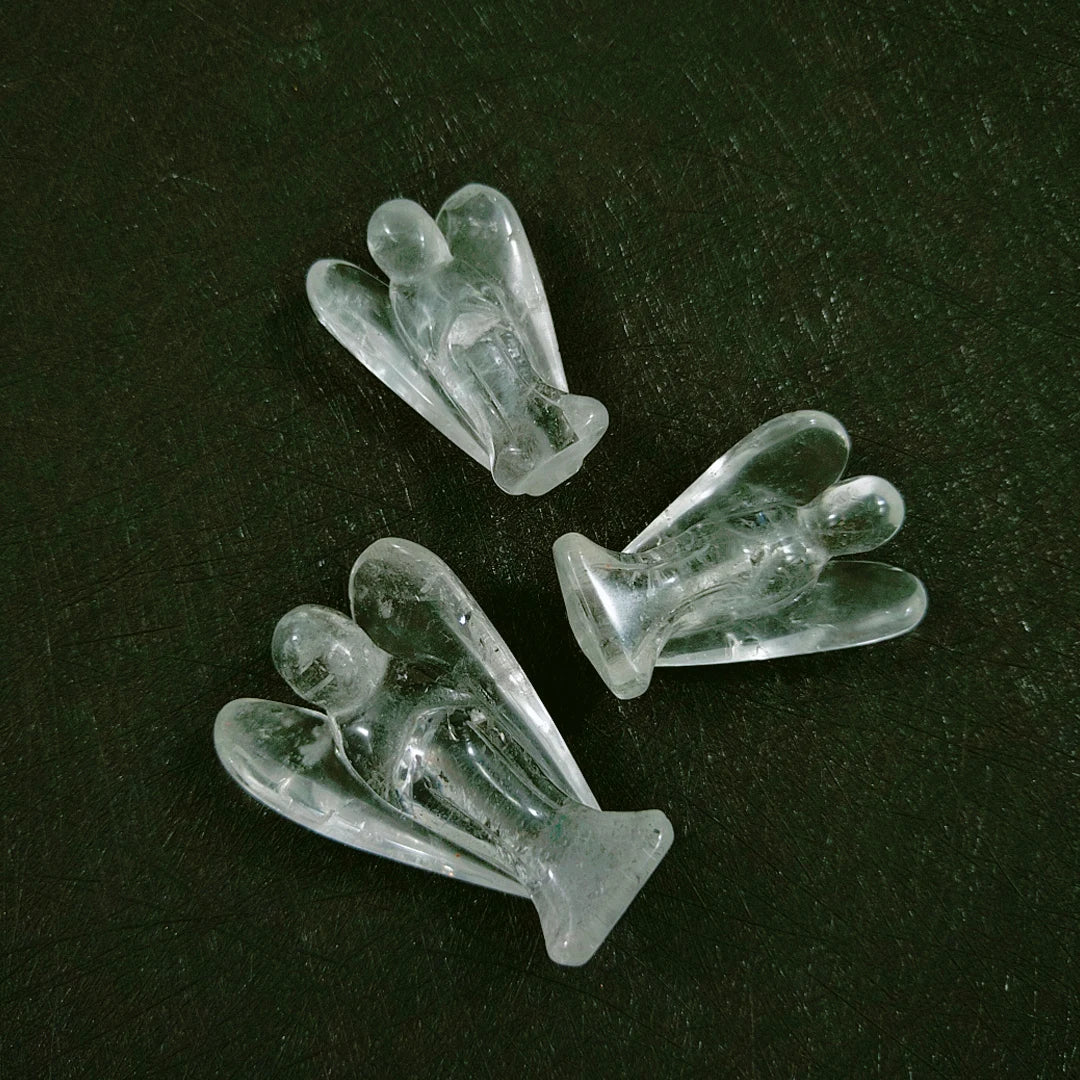 Huiying Stone clear Quartz Small Angel 1.5 Inch Sculpture Crafts