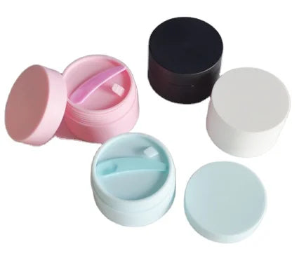 Ready to Ship Facial Care Empty PP Matte Blue Pink White Black Cream Jar 50g Double Wall Body Scrub Jar Plastic With Spoon