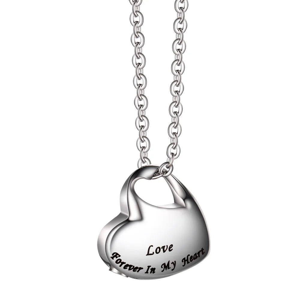 Stainless Steel Ashes Holder Memorial Urn Necklaces Pendant Heart Cremation Keepsake Jewelry Forever in My Heart