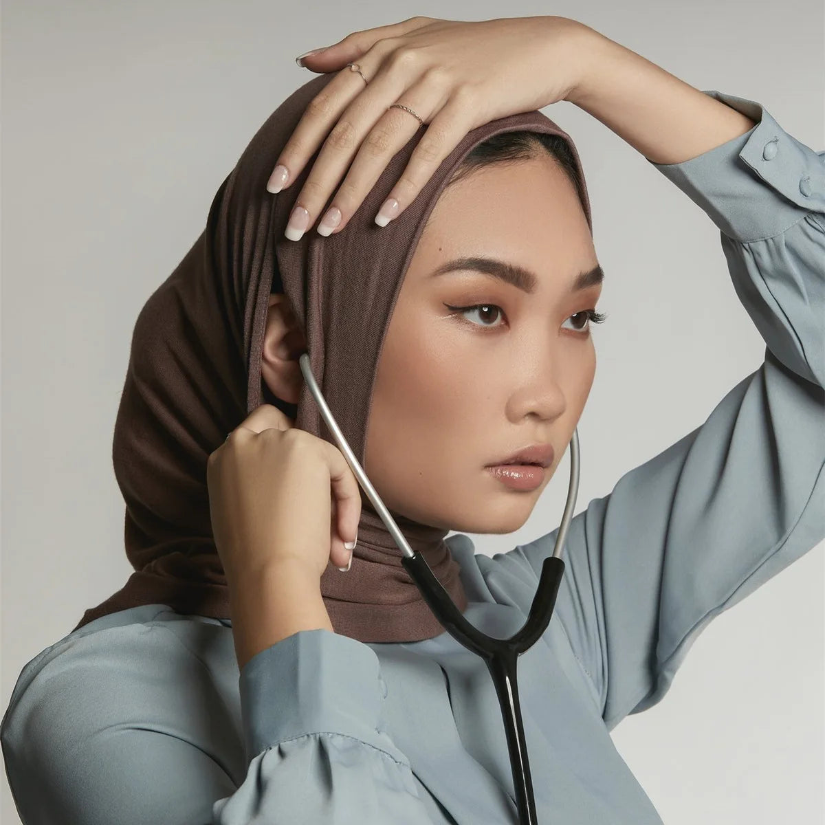 Arabic Solid Color Elasticity Shawl for Muslim Women 70*170 Double Loop Jersey Instant Hijab Scarf Ethnically Ethnic Shawls