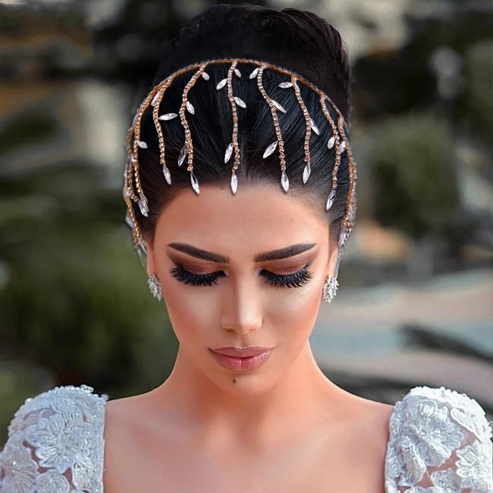 Special Style Hairstyles Tassels Head Chain Rhinestone Headpiece Jewelry Girls Alloy Bridal Head Hair Vine Chain