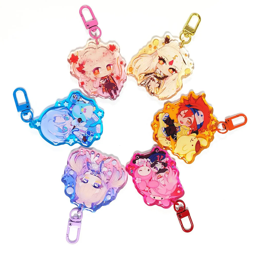 Kuien Wholesale Custom Printed Acrylic Anime Colorful Translucent Epoxy Charms Non-clear Keychain Charms With Gradient Edge