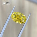 IGI Certified Lab Grown Diamond Oval Brilliant Cut Fancy Vivid Yellow Cvd Hpht Diamond Price Per Carat