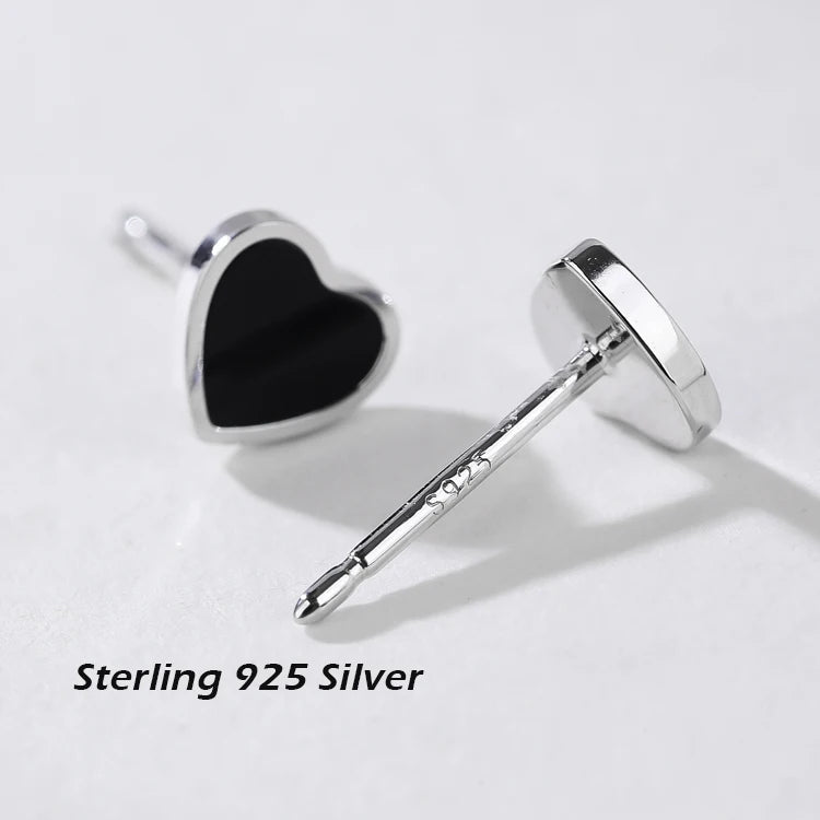Simple Design Heart Shape 925 Sterling Silver Zirconia Stud Earring