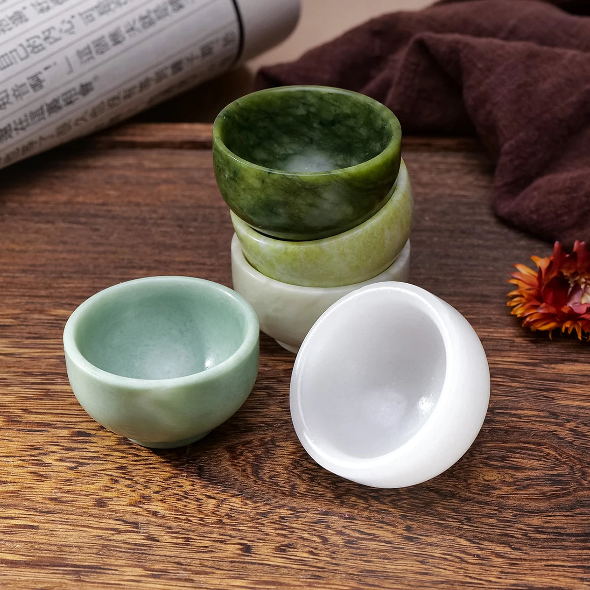 Wholesale Natural Crystal Bowl Healing Stone Carved Jade Tea Cup Crafts Crystal Mini Tea Cup for Decoration Gifts