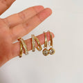 2 Designs Stainless Steel Shiny Cubic Zircon Hoop Earrings Double Circle Geometric Earrings Women Minimalist Jewelry Wholesale