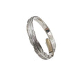 Pure Silver 999 Bangles for Men and Women Retro Glossy Feather Bracelet Personality Couple Jewelry