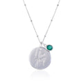 C7619 Abiding Engrave I Love You Letter Pendant Green Agate Gemstone 925 Sterling Silver Necklace Women Jewelry for Wedding MegaBDM