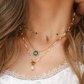Dreamshow Summer Jewelry Freshwater Pearl Charm Necklace Gold Plated Necklaces for Women Stainless Steel Necklace