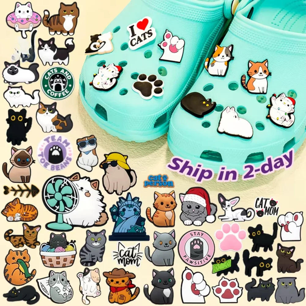 2025 Custom Kawaii Cat Shoe PVC Charms Soft DIY Shoe Decorations Wholesale Cute Kitten Paw Designer Accessories for Cat Lovers