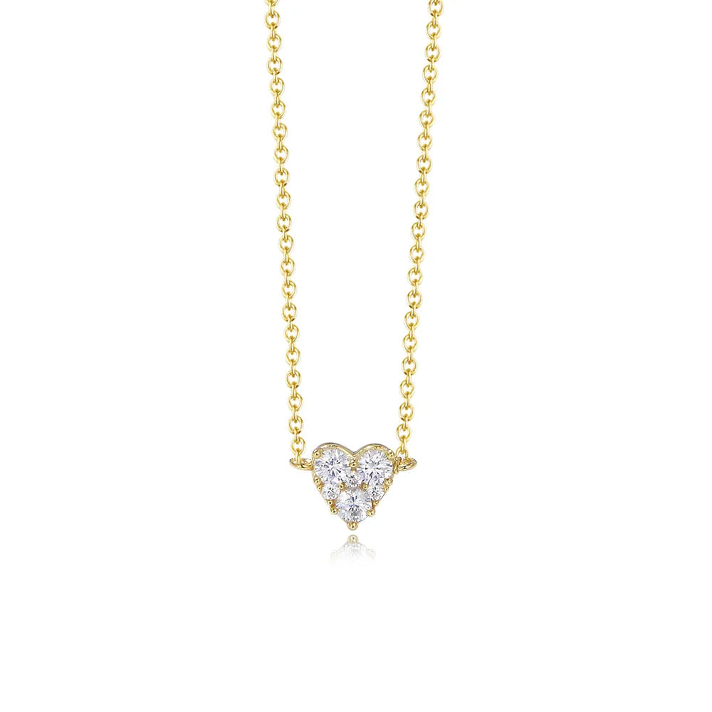 Fashion 925 Sterling Silver Heart Necklaces Love Heart Cz Diamond Gold Plated Fine Jewelry Necklaces Women Valentine's Day