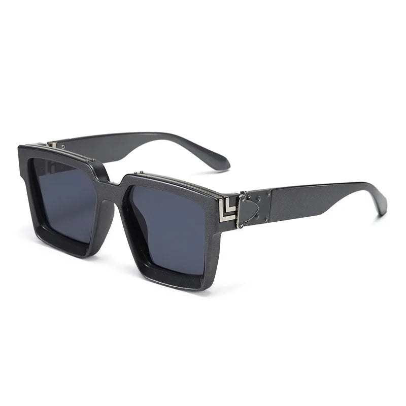 Millionaire Luxury Large Frame PC Red Square Gradient Metal Trendy Fashion Unisex Sunglasses UV400 2024