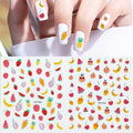 Five & Ten GMPC/Sedex/ISO/EUDR Strawberry Watermelon 2D Animation Nail Art Stickers Cute Summer Nail Decals Supplies Wholesale