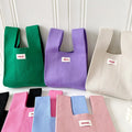 Cute Girls Women's Green Mini Vintage Fashion Knitted Polyester Tote Bags Spring Summer Autumn Winter