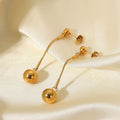 Stainless Steel Statement Ball Tassel Earring 18K Gold Plated Luxury Drop Earring