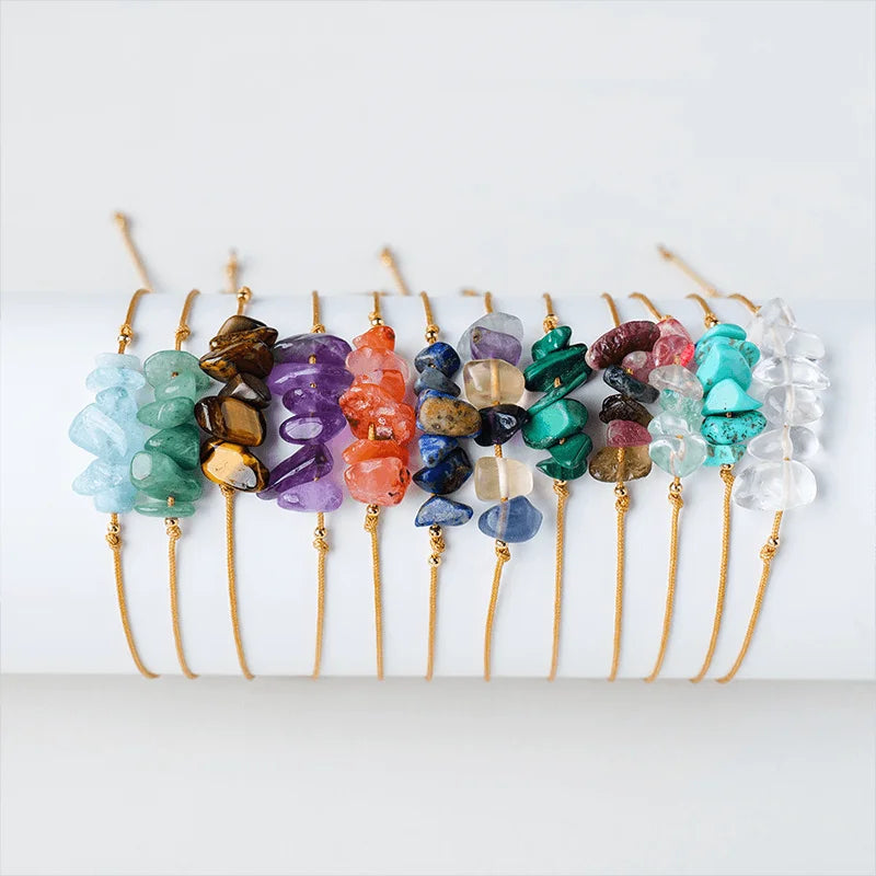 Wholesale Summer Hot Sell Stone Bracelet Fashion Beach Vacation Irregular Raw Stone Weave Personality Jewelry