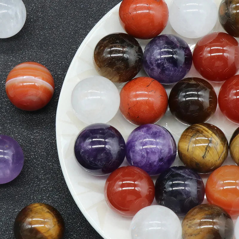 Wholesale No Hole 18mm Semi-precious Gemstone Beads Natural Crystal Stones Beads for Jewelry Making