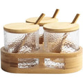 High Borosilicate Eco-Friendly Glass Jar Set with Square Lid Wooden Spoon Large Capacity Modern Kitchen Storage for Condiments