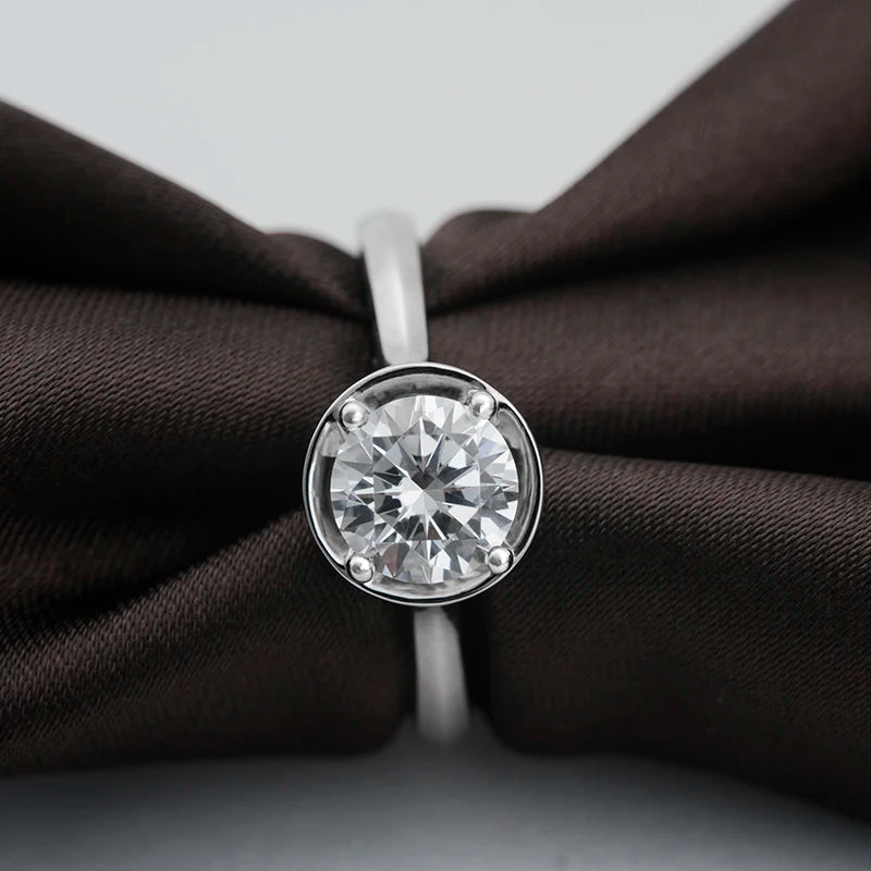 Trendy Style Silver 925 Rings Geometric Shape Zircon Ring Stone Wedding Ring
