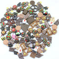 100PCS Sweet Chocolate Cabochons Miniature Figurines Flatback Food Dessert for Kid Girl Gift Jewelry Charm Accessories