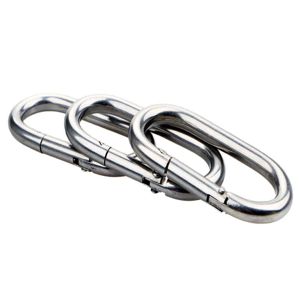 304 Stainless Steel Heavy Duty Connecting Link Straight Snap Hook Oval Shape O Ring Carabiner Plain Finish for Heavy Industry
